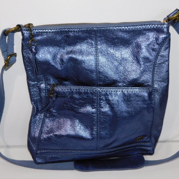 The Sak LUCIA Metallic Blue Leather Crossbody Bag Purse - Picture 9 of 9